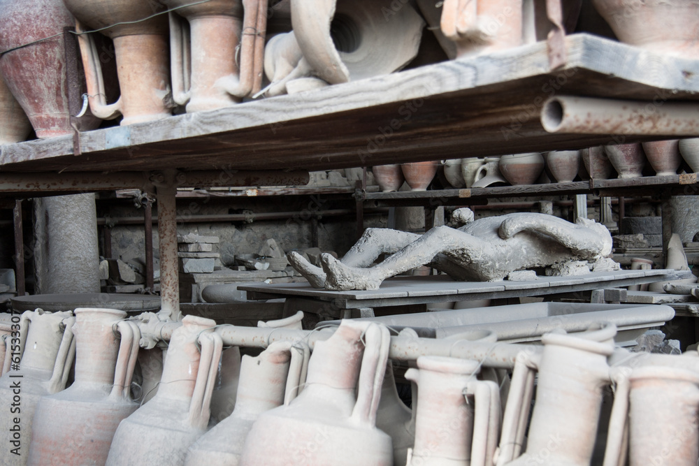 Pots in storage, Pompeii, Campania, Italy, Europe