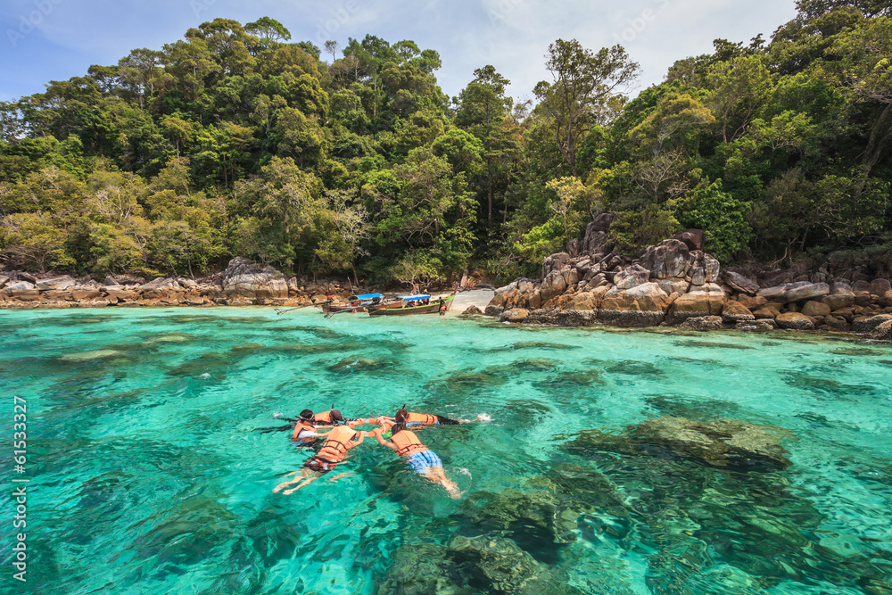 Fototapeta premium snorkel diving at Koh Lipe of Andaman sea, Thailand