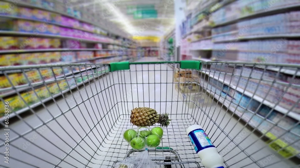 trolley in a supermarket timelapse