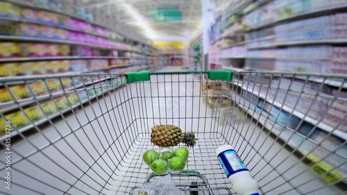 trolley in a supermarket timelapse photo