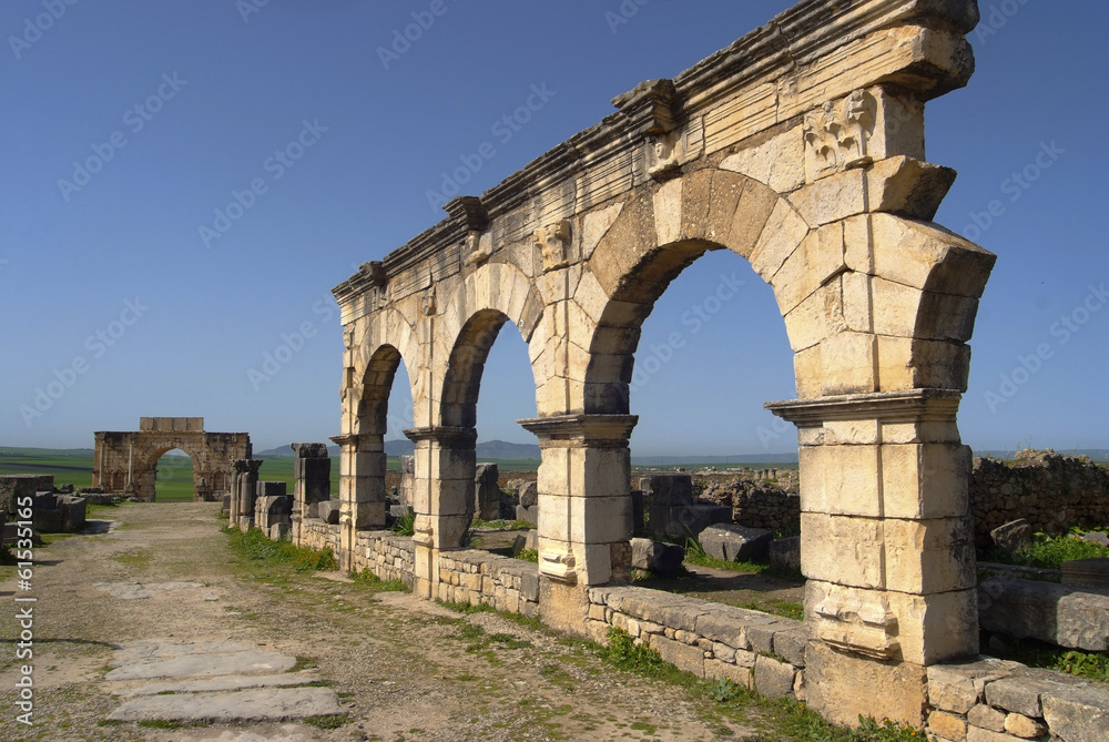 Arc de Caracalla, Decumanus Maximus, Volubilis, Maroc