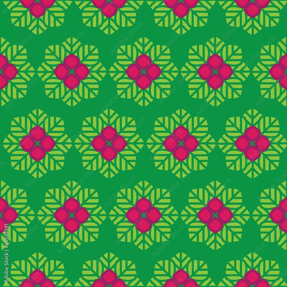 Abstract vector seamless pattern green leaves