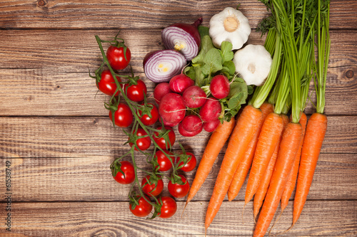 Fresh vegetables on a wooden table