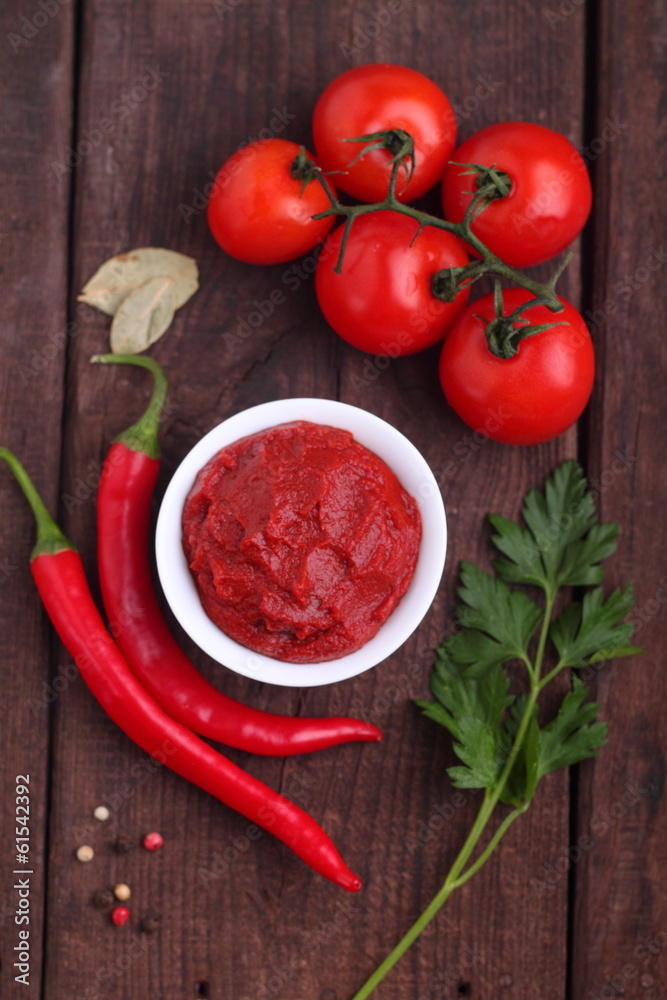 tomato paste with pepper and spices tomato paste with pepper and spices