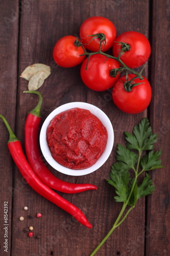 tomato paste with pepper and spices