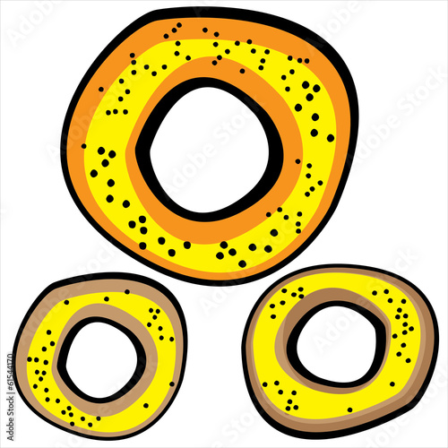 bagels with poppy seeds isolated on white background