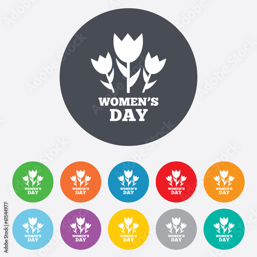 8 March Women's Day sign icon. Flowers symbol.