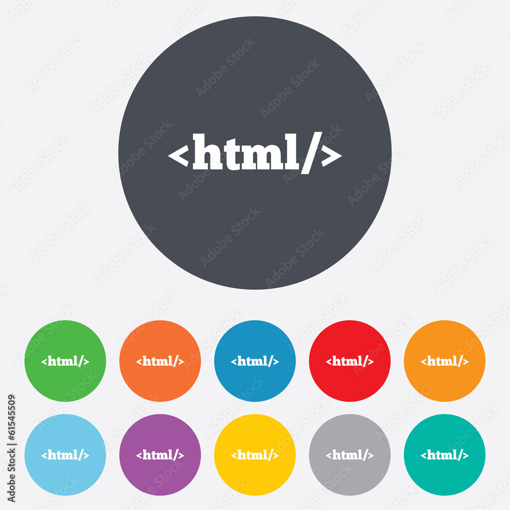 HTML sign icon. Markup language symbol. HTML sign icon. Markup language symbol.