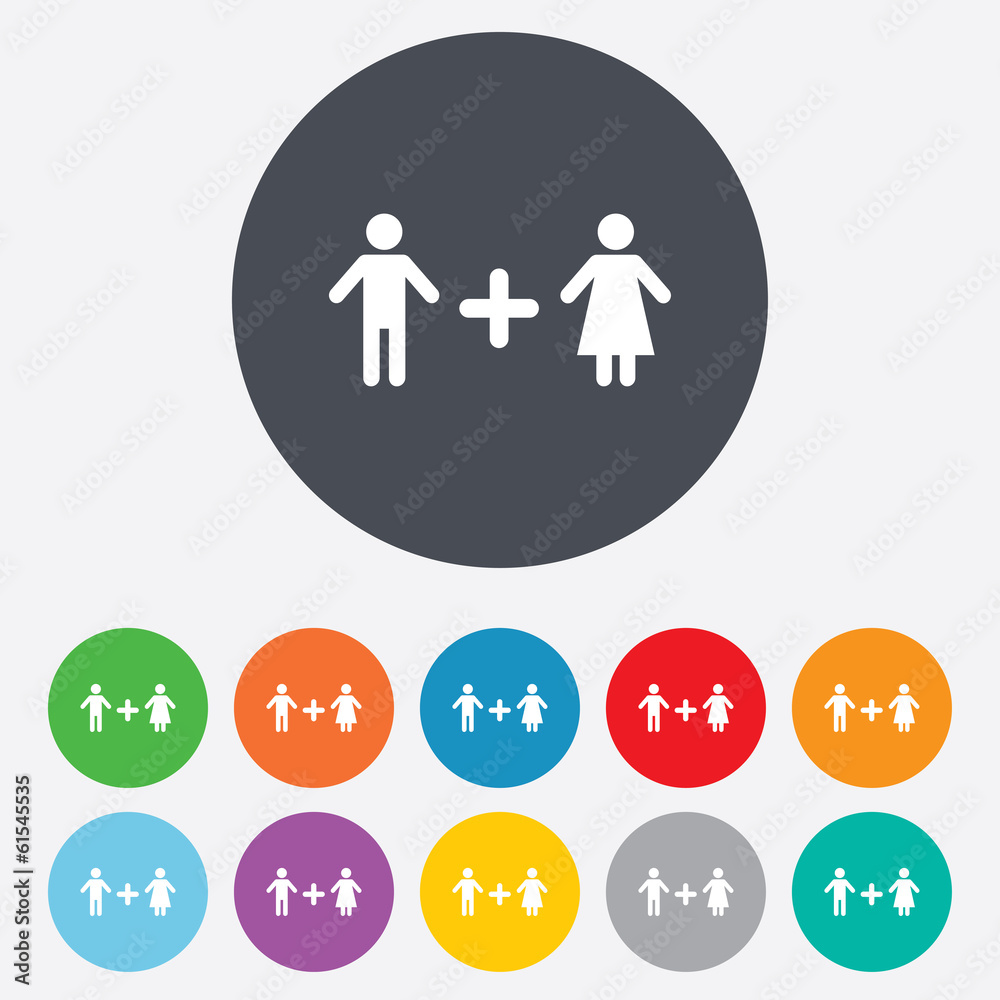 Couple sign icon. Male plus female. Lovers. Couple sign icon. Male plus female. Lovers.