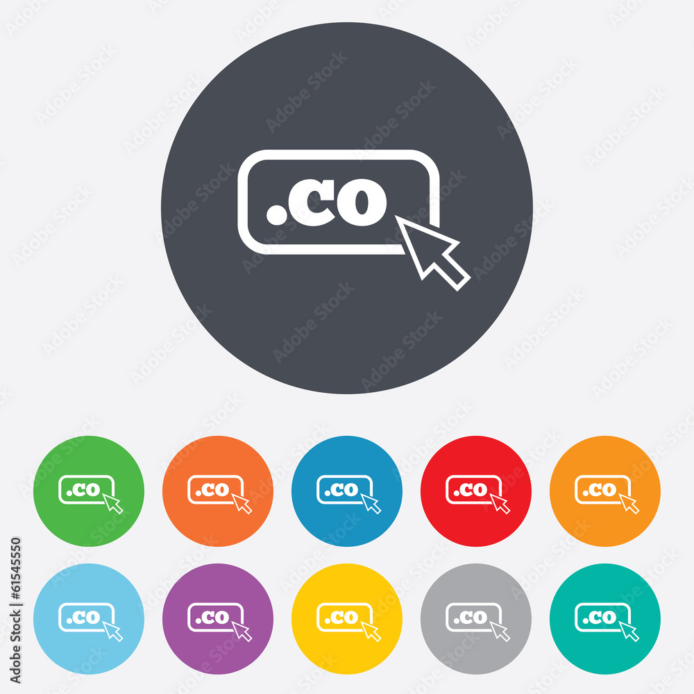 Domain CO sign icon. Top-level internet domain Domain CO sign icon. Top-level internet domain