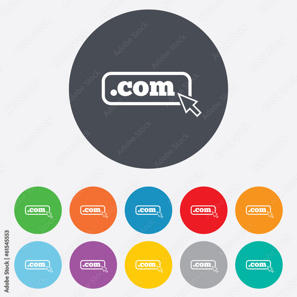Domain COM sign icon. Top-level internet domain Domain COM sign icon. Top-level internet domain