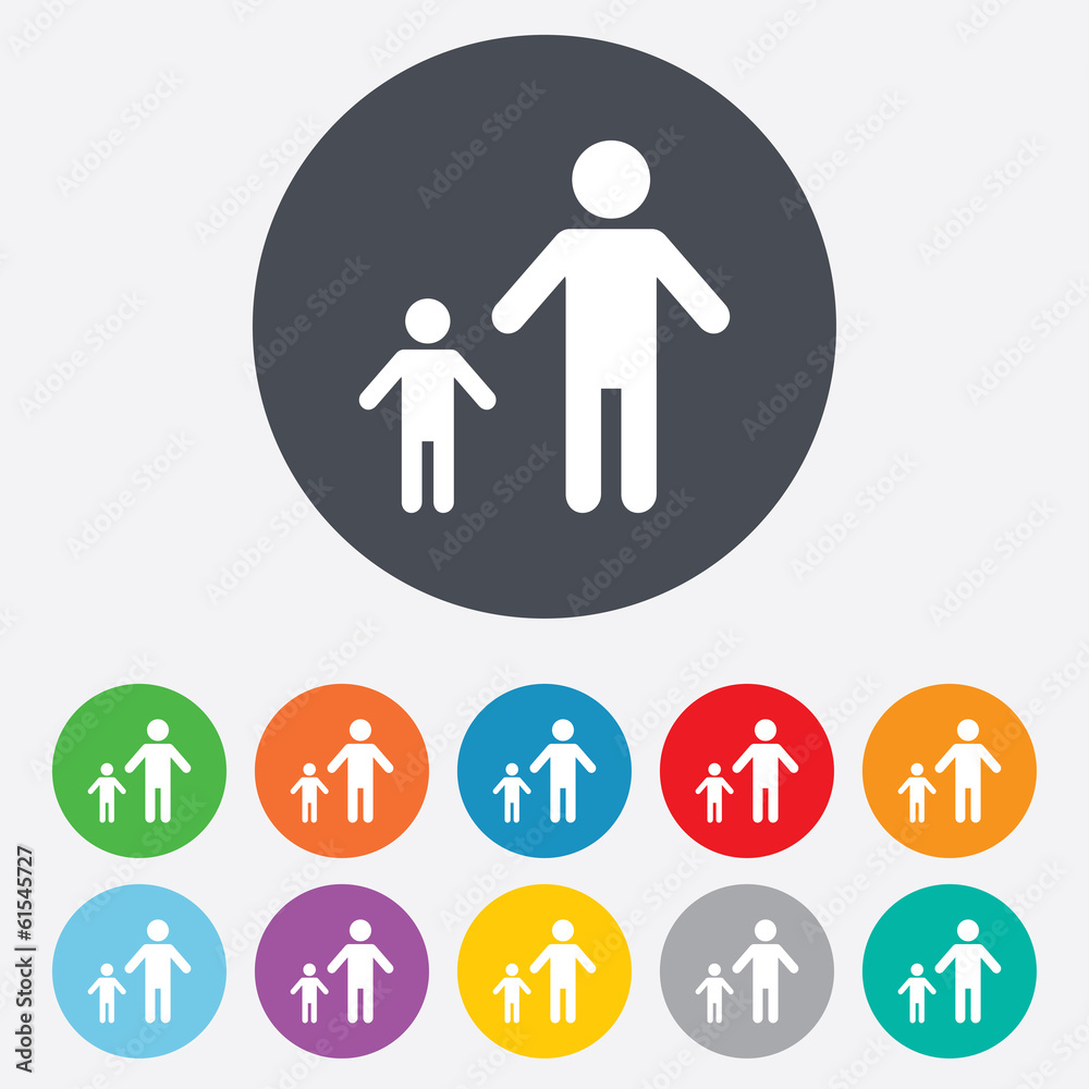 One-parent family with one child sign icon. One-parent family with one child sign icon.