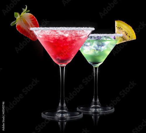 alcohol cocktail set on a black