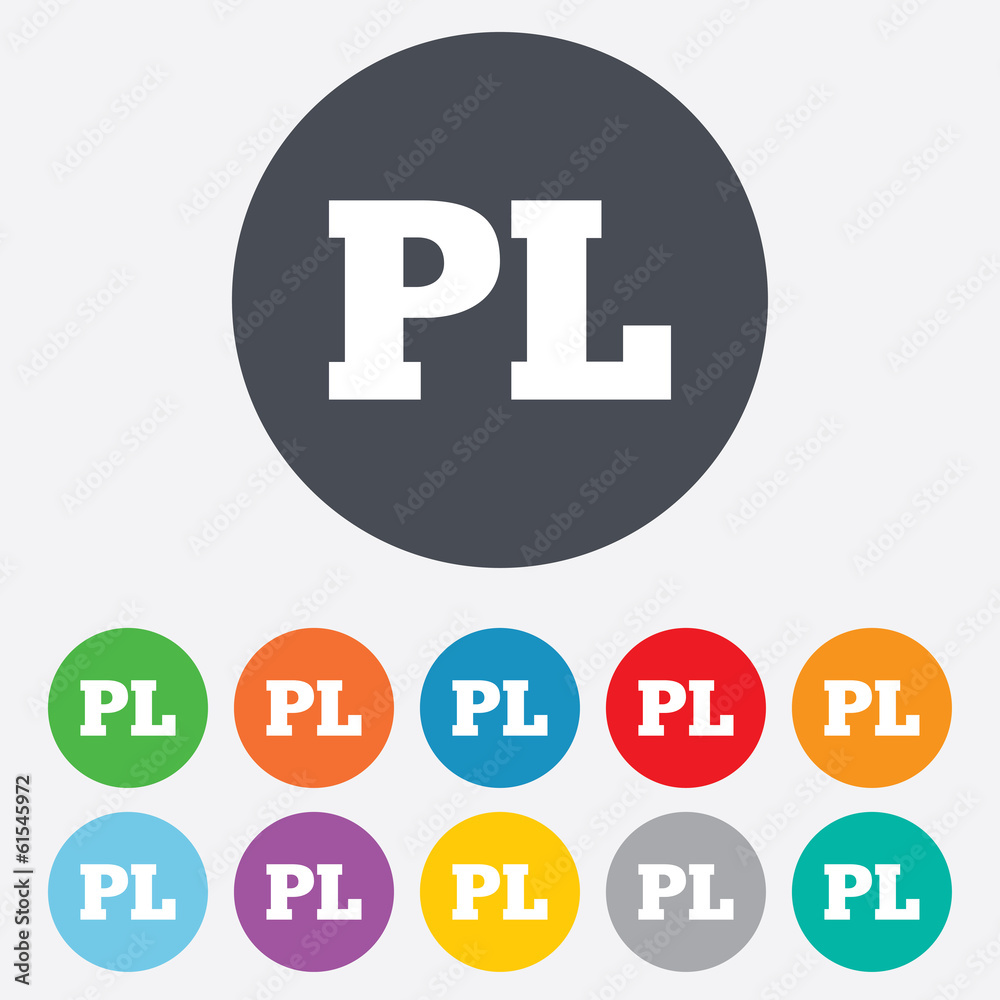 Polish language sign icon. PL translation Polish language sign icon. PL translation