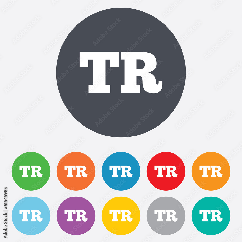 Turkish language sign icon. TR translation Turkish language sign icon. TR translation