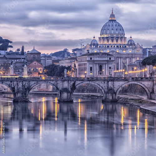 Obraz Rzym i rzeka Tyber o zmierzchu