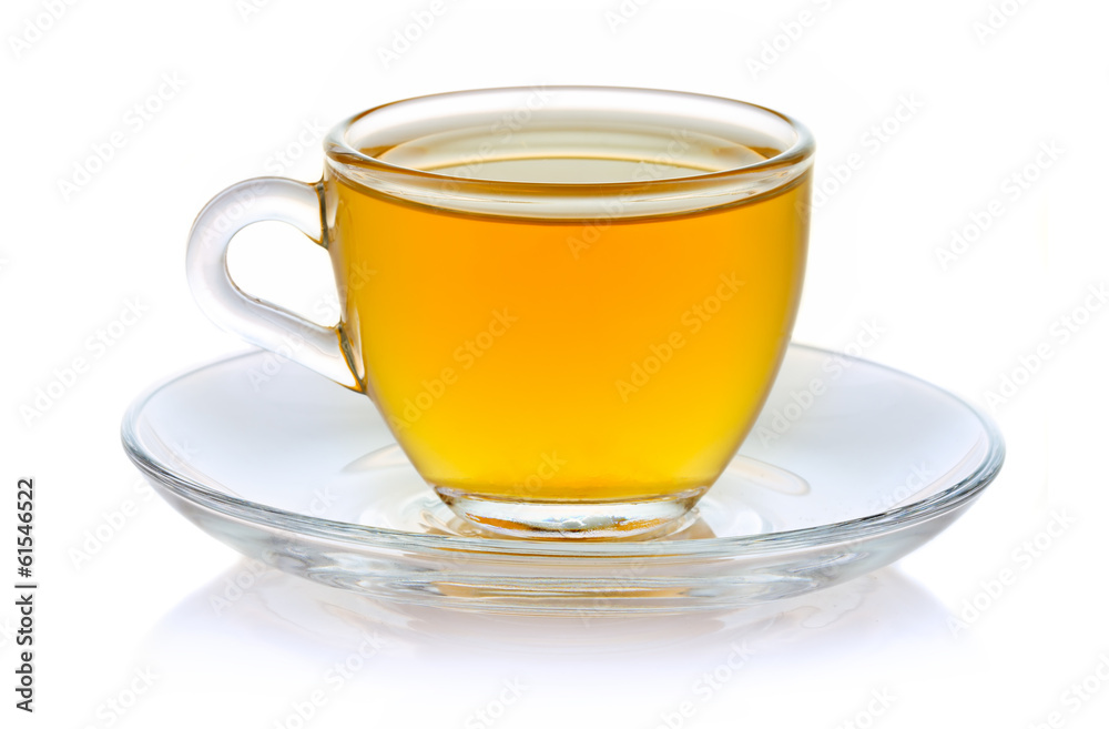 Cup of hot green tea isolated on white Cup of hot green tea isolated on white