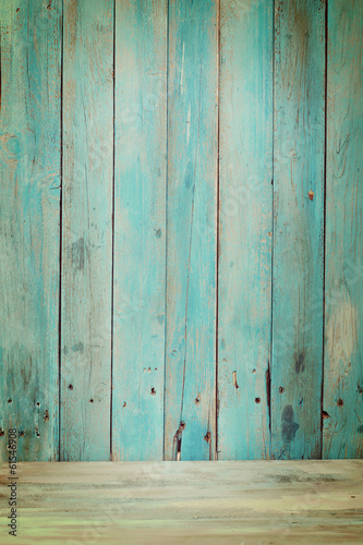 Obraz na płótnie Old blue wood plank background w salonie