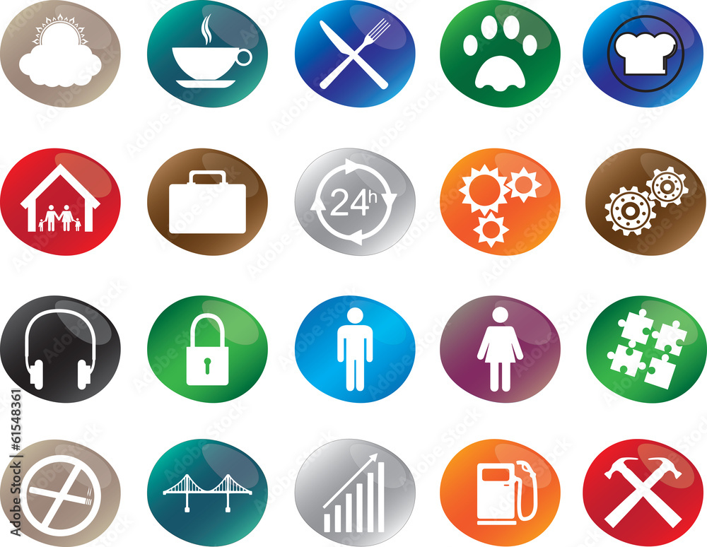 Fototapeta premium Social icon set illustrated on white