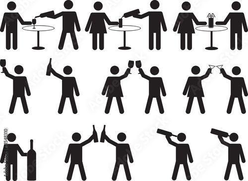 Pictogram people drinking set illustrated on white