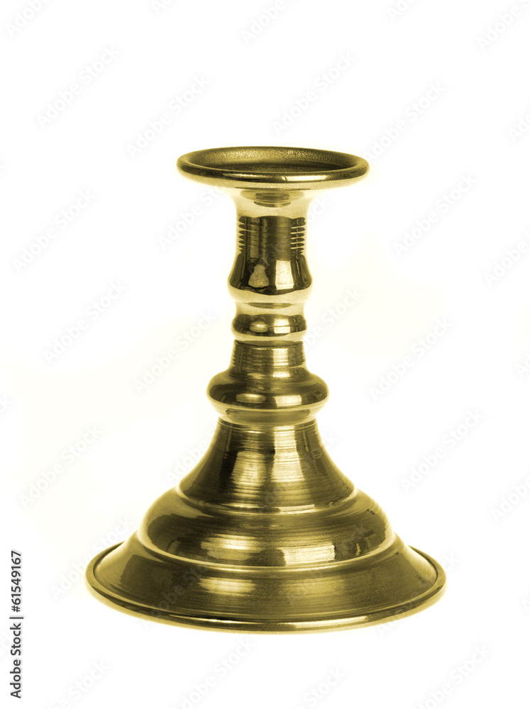 Gold plated candlestick isolated on white background