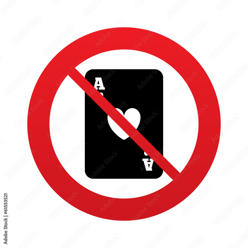 No Casino sign icon. Playing card symbol No Casino sign icon. Playing card symbol