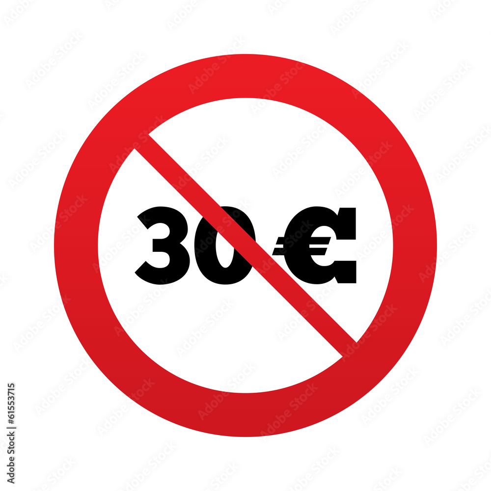 No 30 Euro sign icon. EUR currency symbol. No 30 Euro sign icon. EUR currency symbol.