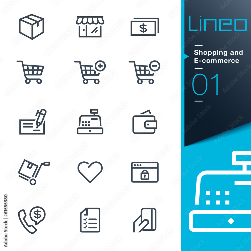Lineo - Shopping and E-commerce outline icons - obrazy, fototapety, plakaty 