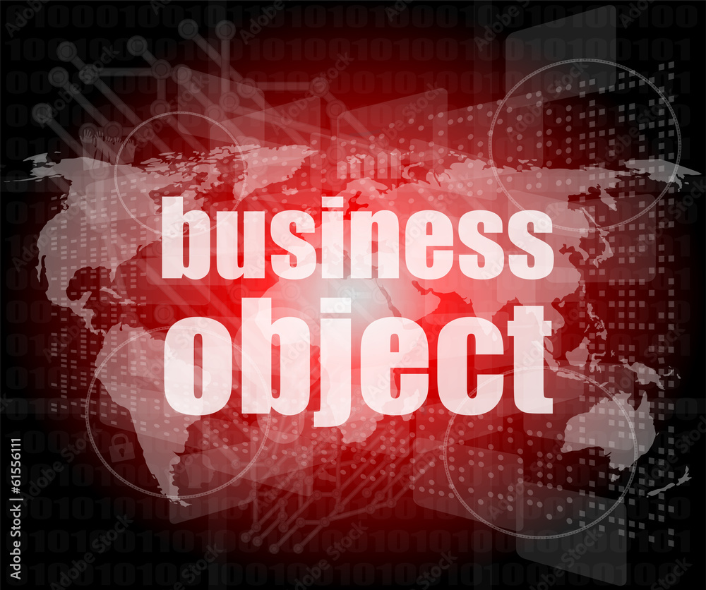 business object word on digital screen, control interface