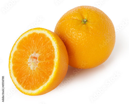 ripe oranges on white background