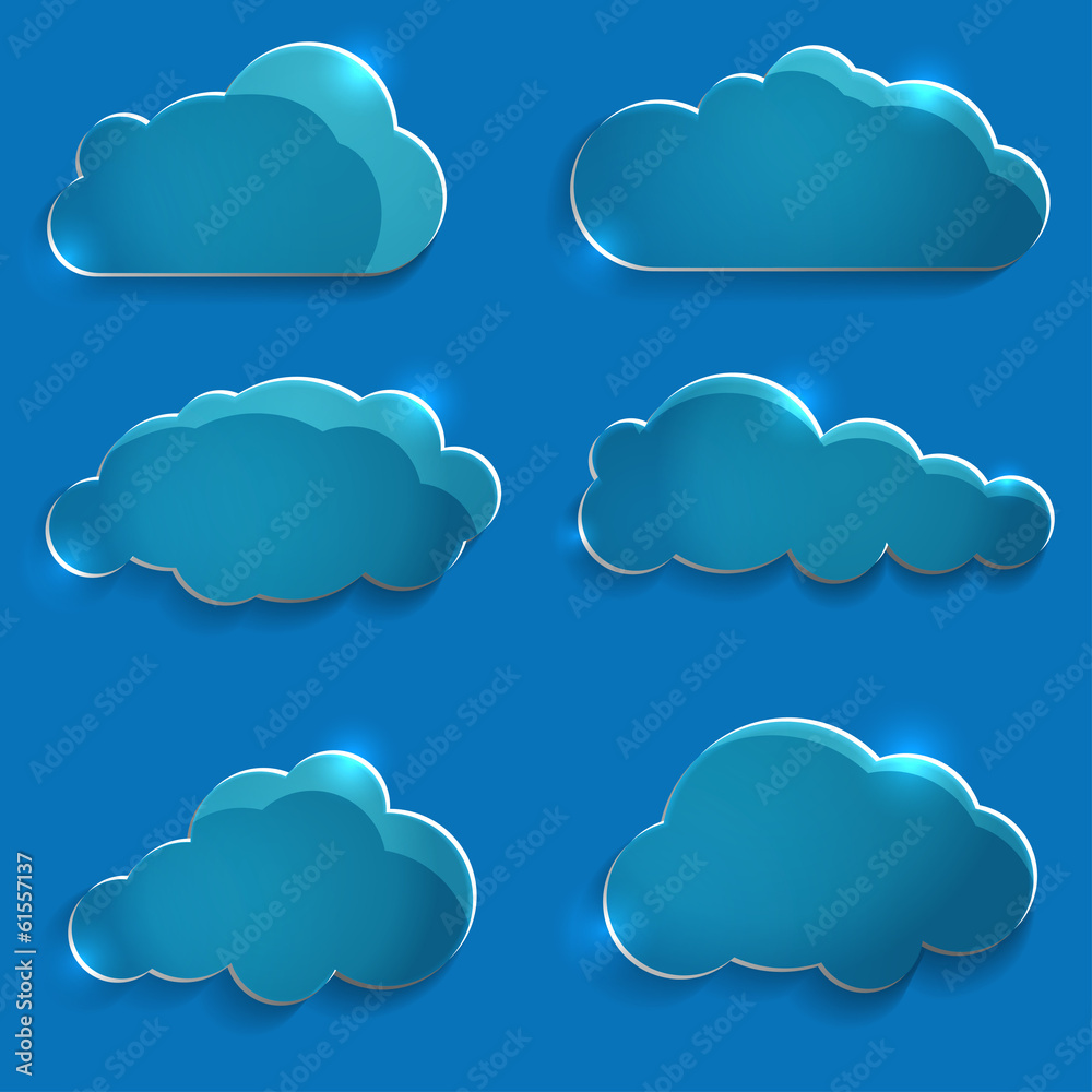 Set of glass icons clouds. Set of glass icons clouds.