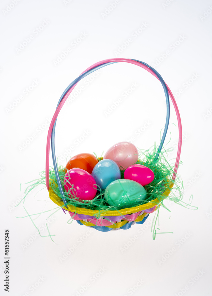 Small Easter basket with six plastic eggs