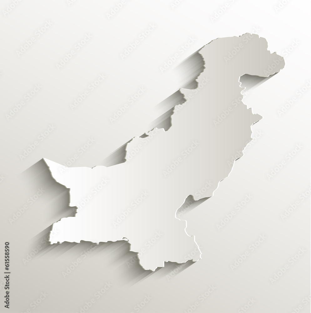 Pakistan map card paper 3D natural vector