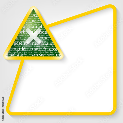 yellow vector text box for entering text with ban sign and textu