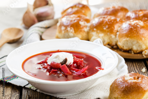 Traditional Ukrainian beetroot soup - red borsch