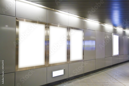 Fototapeta Naklejka Na Ścianę i Meble -  Blank billboard in metro station