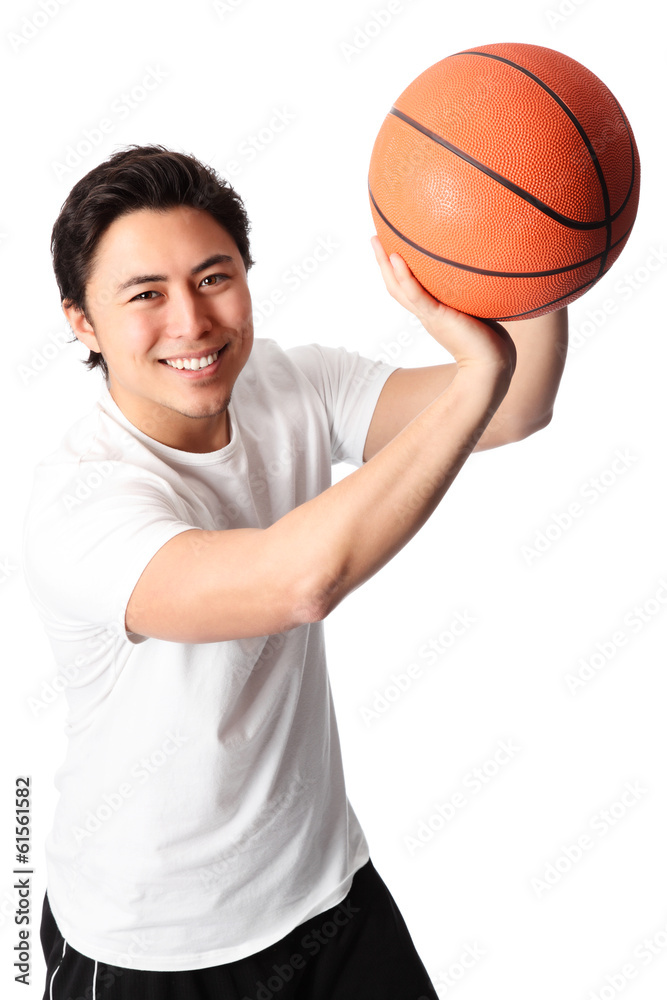 Aiming basketball player