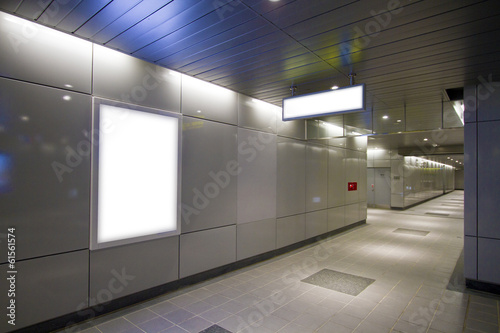 Fototapeta Naklejka Na Ścianę i Meble -  Blank billboard in metro station