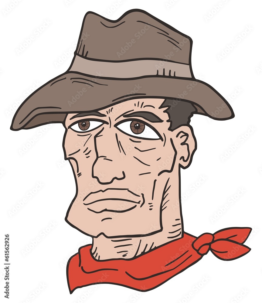 Western man face draw