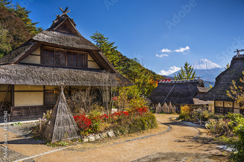 Iyashi No Sato Village and Mt Fuji in Japan photo