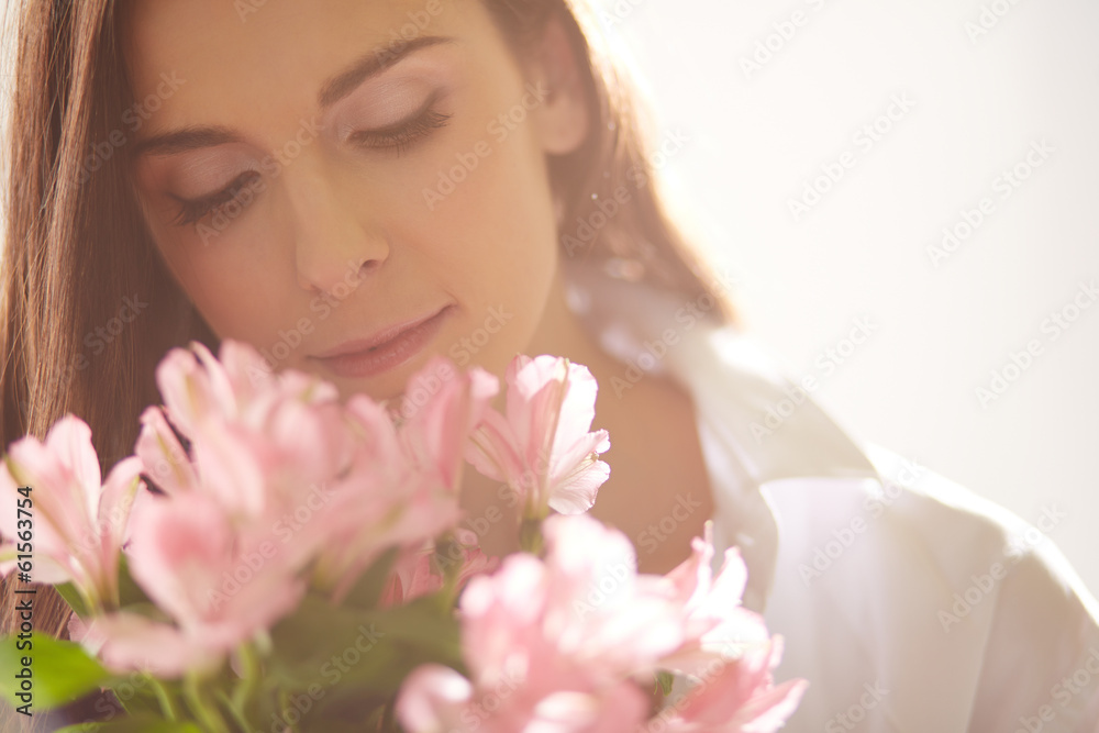 Smelling flowers