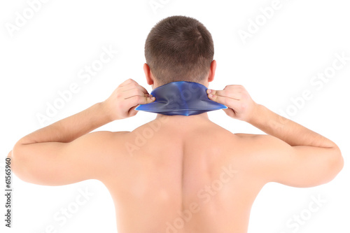 Young man with neck pain, i...