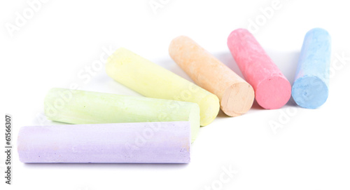 Chalks in variety of colors, isolated on white