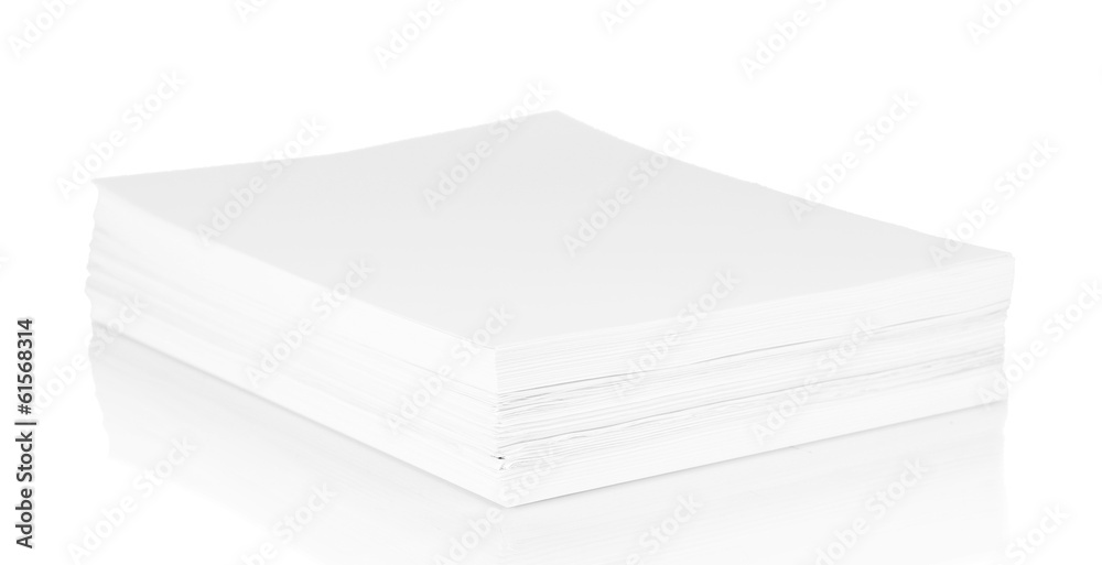 Stack white paper isolated on white Stack white paper isolated on white