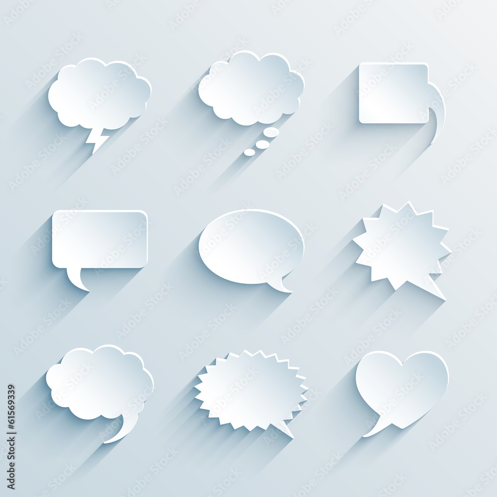 empty paper white speech bubbles