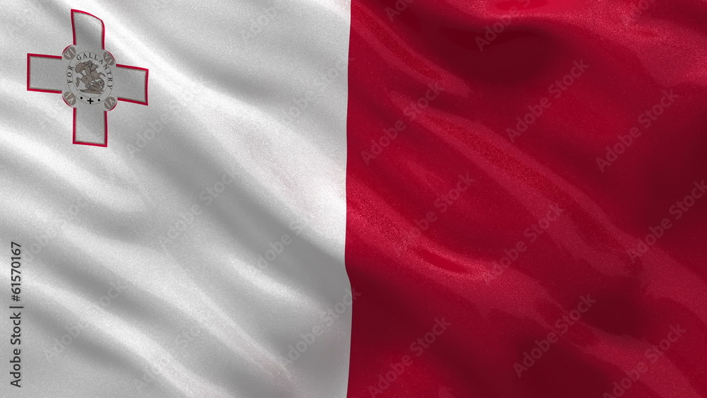 Flag of Malta waving in the wind - seamless loop