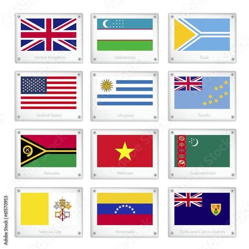 Gallery of Countries Flags on Metal Texture Plates