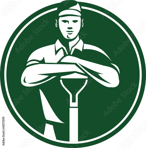 Gardener Landscaper Shovel Front Retro