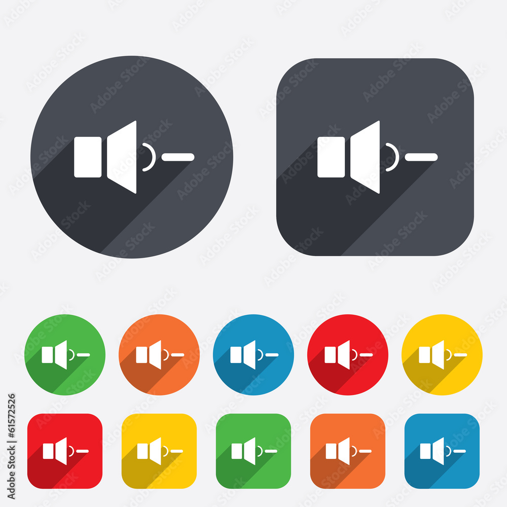Speaker low volume sign icon. Sound symbol. Speaker low volume sign icon. Sound symbol.