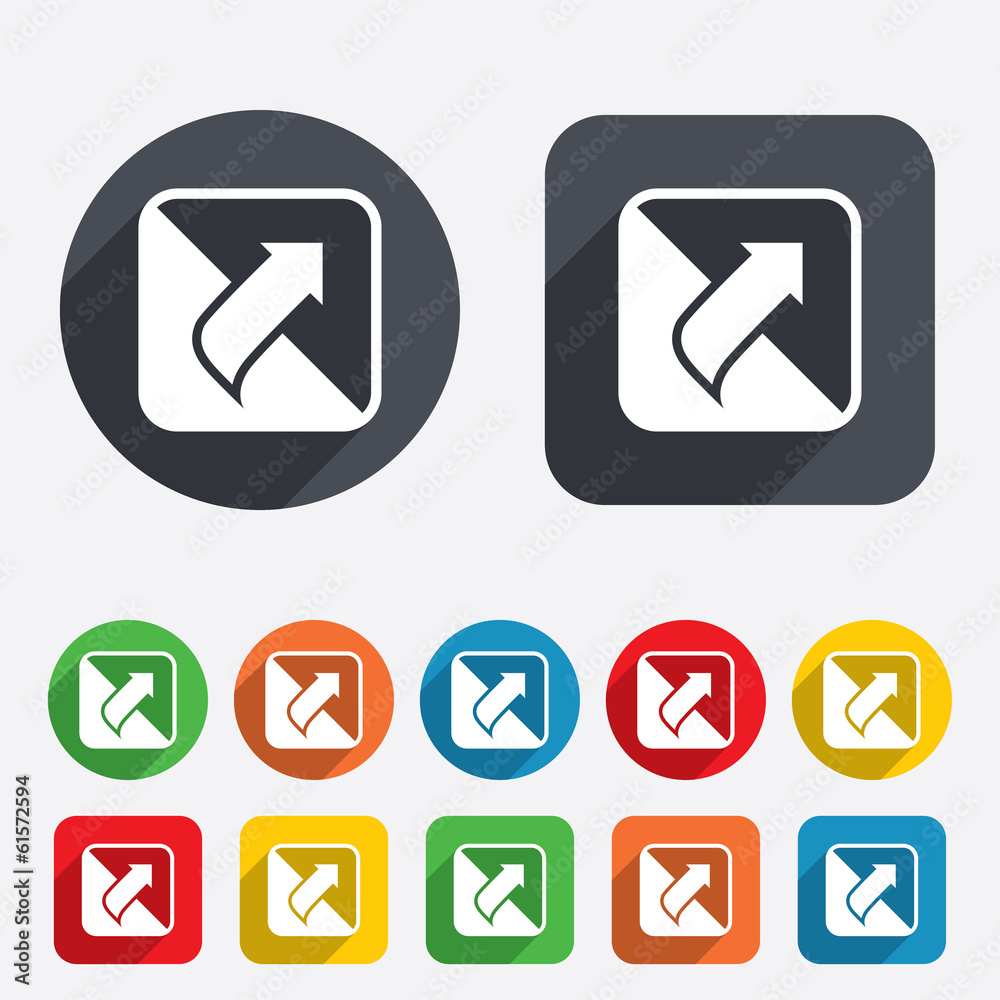 Turn page sign icon. Peel back sheet corner. Turn page sign icon. Peel back sheet corner.